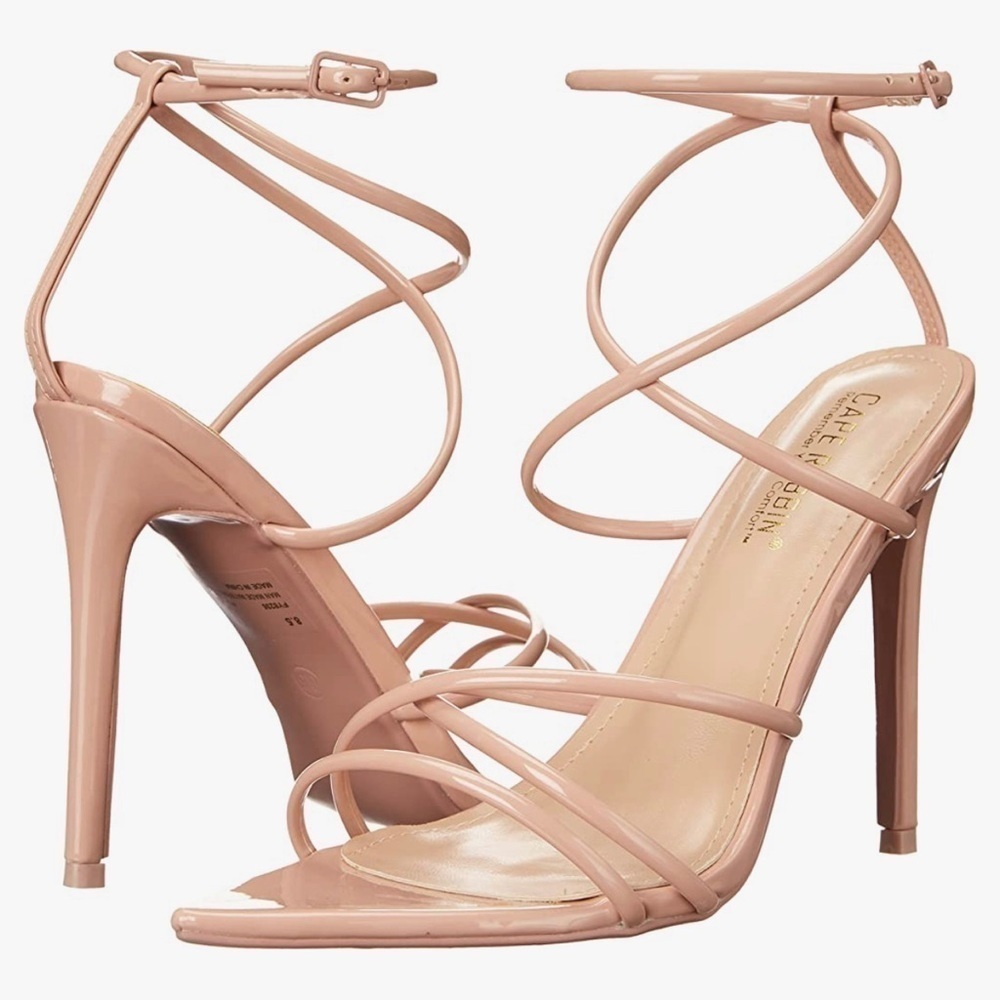 Women's Strappy Pointy Open Toe Ankle Strap Stiletto Sandal - Nude - 6 - Picture 2 of 10
